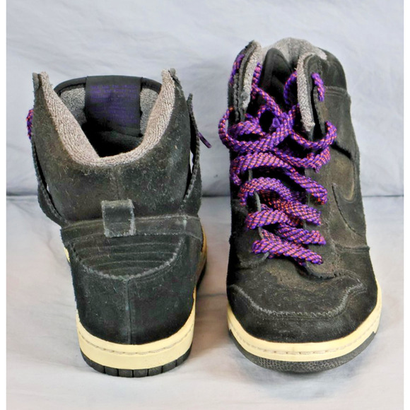 Nike Dunk Sky Hi Shoes Womens Size 8.5 Black Wedge Suede High Top 528899-010 - Picture 3 of 7